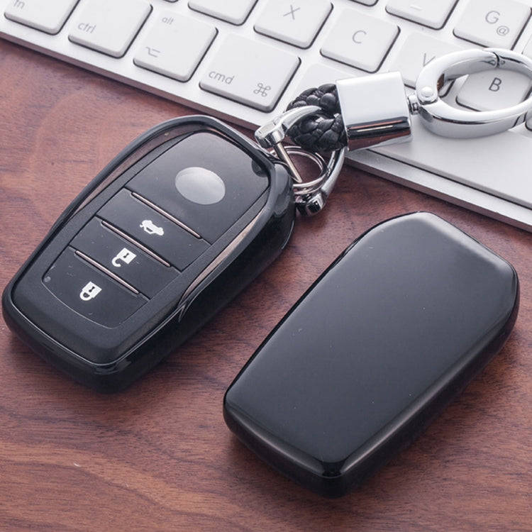 Electroplating TPU Single-shell Car Key Case with Key Ring for TOYOTA HIGHLANDER / CROWN / PRADO ...