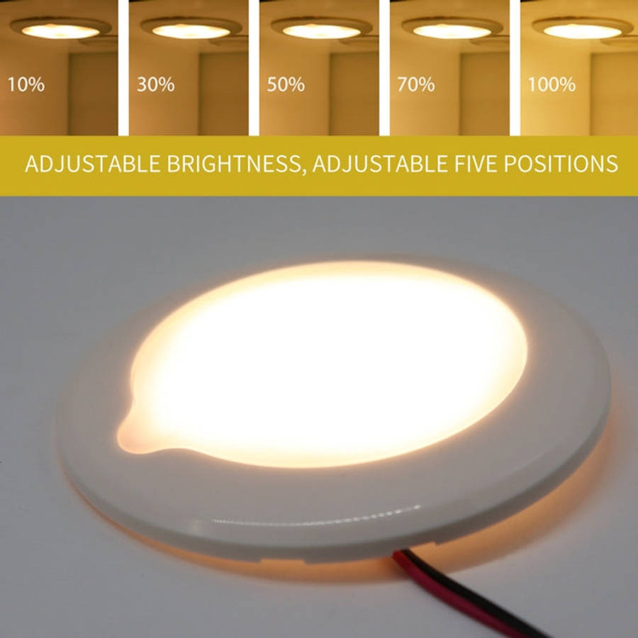 DC 9-30V 4.5W 3000-3300K IP67 Marine RV Dimmable 150mm LED Dome Light Ceiling Lamp, with Touch Co...
