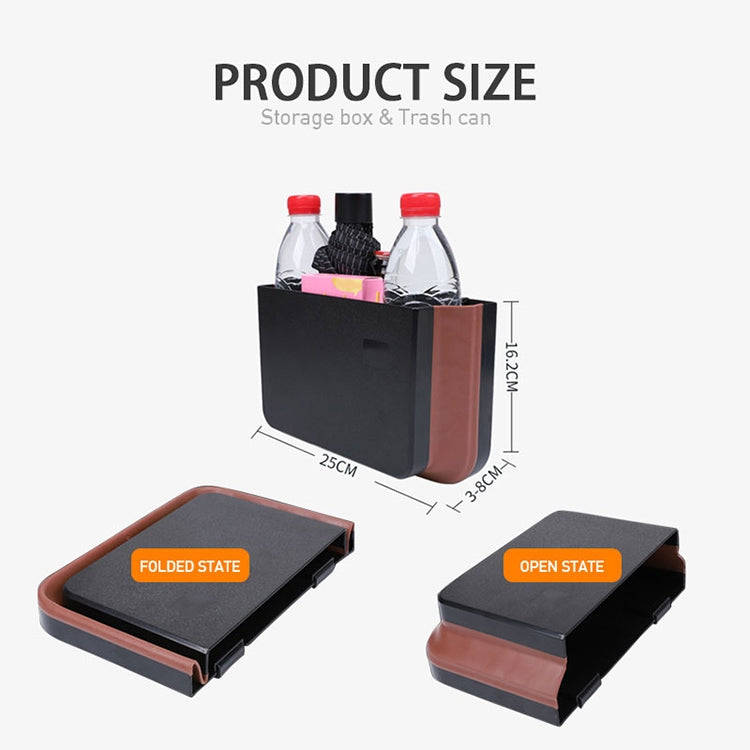 929 Car Foldable Hanging Trash Can Storage Bin with Small Table (Black)
