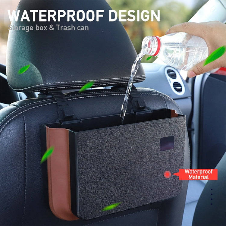 929 Car Foldable Hanging Trash Can Storage Bin with Small Table (Black)