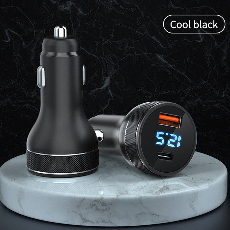 ACC-568 PD 20W USB-C / Type-C + USB Digital Display Fast Charge Car Charger (Black)