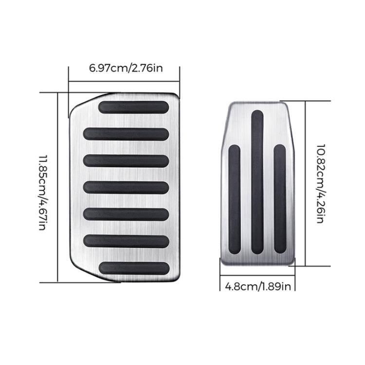 2 in 1 Car Non-Slip Pedals Foot Brake Pad Cover Set for Tesla Model S / X (Silver)