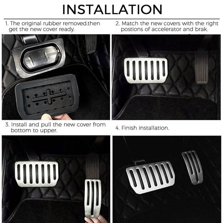 2 in 1 Car Non-Slip Pedals Foot Brake Pad Cover Set for Tesla Model S / X (Silver)