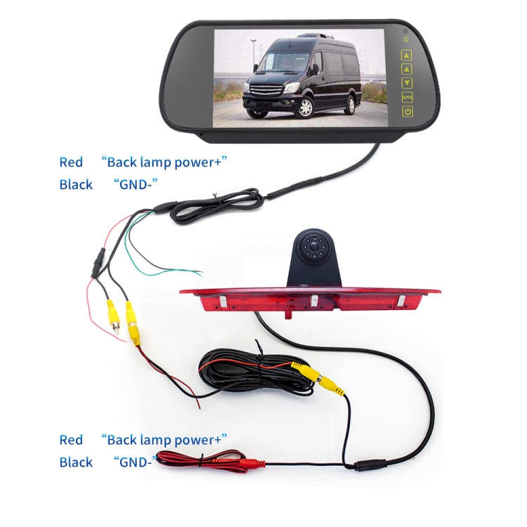 PZ466 Car Waterproof 170 Degree Brake Light View Camera + 7 inch Rearview Monitor for Ford Transi...