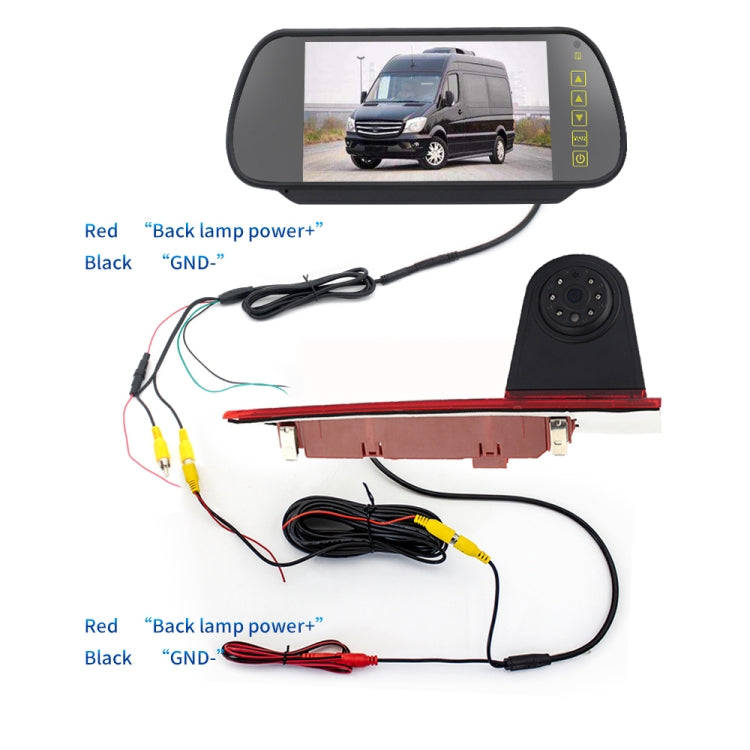 PZ477 Car Waterproof 170 Degree Brake Light View Camera + 7 inch Rearview Monitor for Ford Transi...