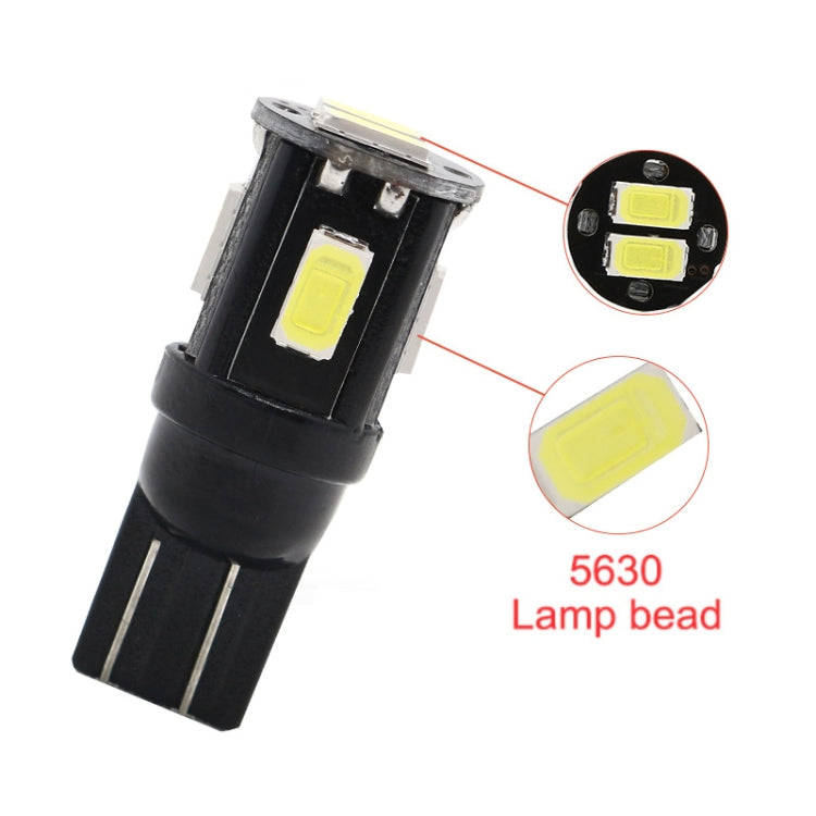 10 PCS T10 DC12V / 1.5W / 6000K / 80LM Car Decoding LED Clearance Lights with 6LEDs SMD-5630 Lamp...