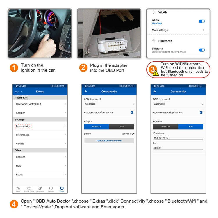 Vgate VLINKER MC+ V2.2 Bluetooth 4.0 Car OBD Fault Diagnosis Detector