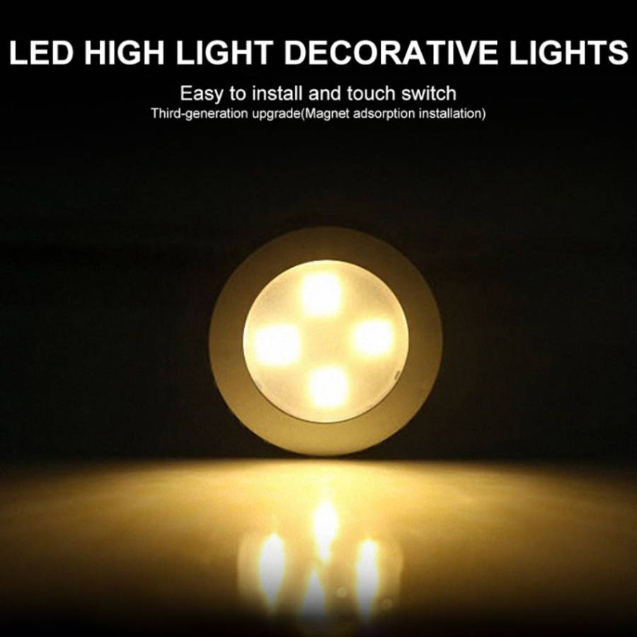 R-1633 4.5V / 0.3W 4LEDs Car Indoor Dome Light LED Touch Night Light (Gold)