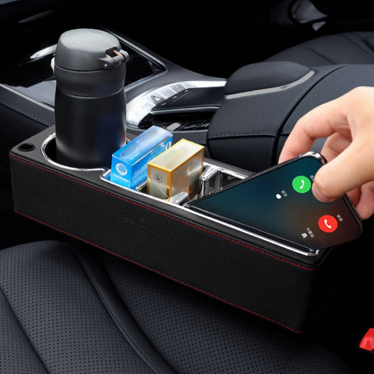 Car Multi-functional Console PU Leather Box Cup Holder Seat Gap Side Storage Box (Brown)