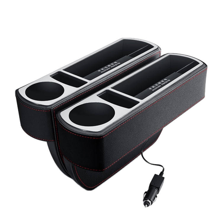 Car Multi-functional Wireless Fast Charge Console PU Leather Box Cup Holder Seat Gap Side Storage...