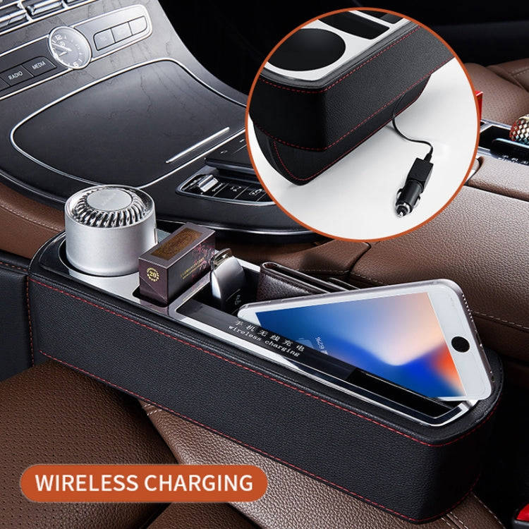 Car Multi-functional Wireless Fast Charge Console PU Leather Box Cup Holder Seat Gap Side Storage...