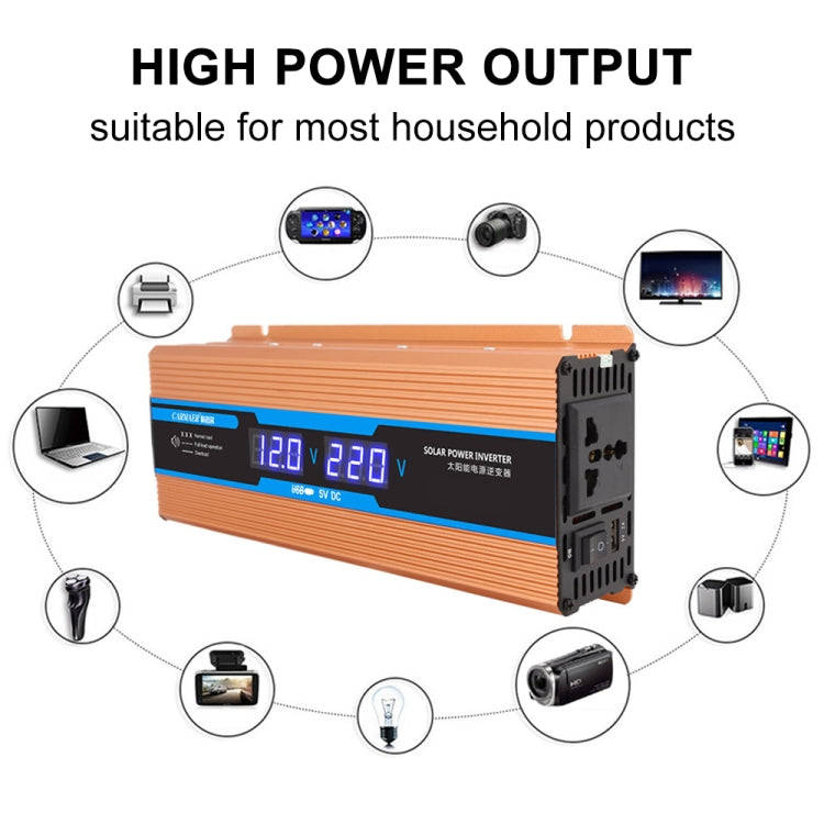 Carmaer Modified Sine Wave 12V to 220V 1200W Car Multi-function Double Digital Display Inverter H...