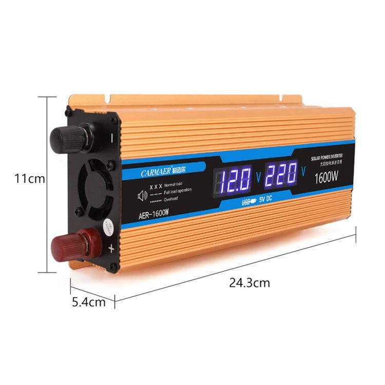 Carmaer Modified Sine Wave 24V to 220V 1600W Car Multi-function Double Digital Display Inverter H...