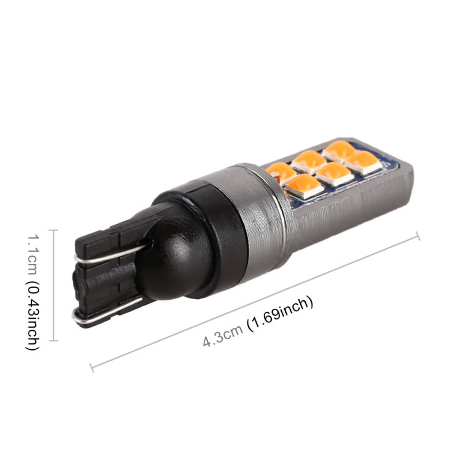 4 PCS T10 DC12V / 4W Car Clearance Light 12LEDs SMD-3030 Lamp Beads (Yellow Light)