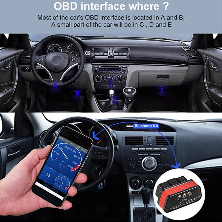KONNWEI KW901 Android Phone OBD2 Car Bluetooth 5.0 Diagnostic Scan Tools(Red)