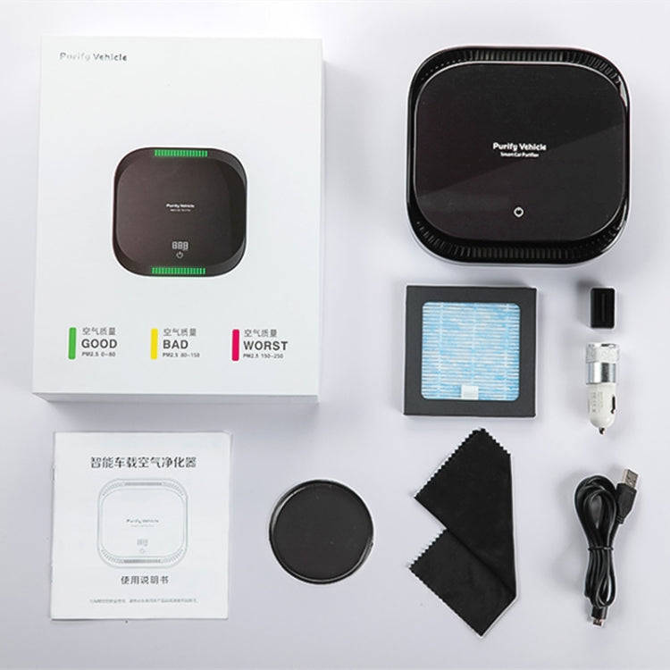 XJ-008 Car Negative Ion USB Air Purifier, Smart Version (Black)