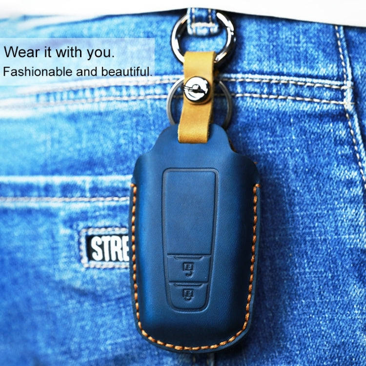 For Toyota Car Cowhide Leather Key Protective Cover Key Case, Two Keys Version(Red)