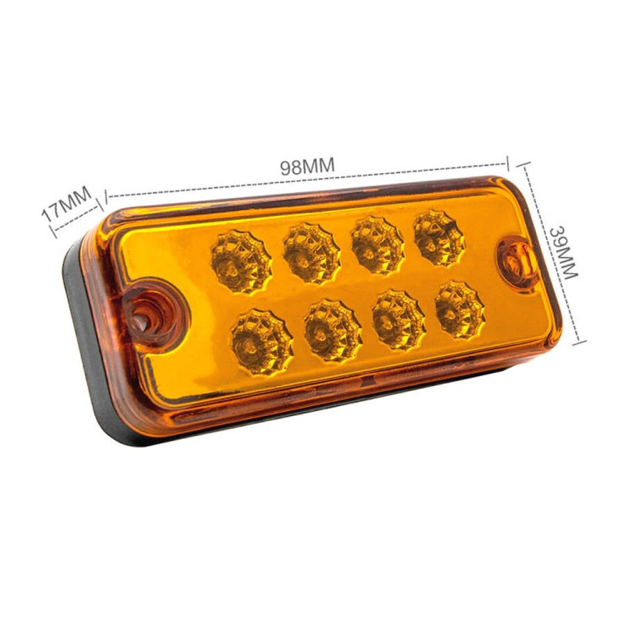 4 PCS 10-30V 8LED Car Tail Light Side Lamp (Yellow Light)
