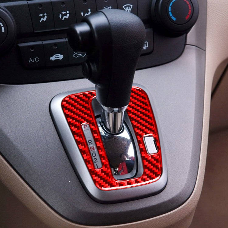 For Honda CRV 2007-2011 Carbon Fiber Car Gear Indicator Frame Decorative Sticker,Left Drive (Red)