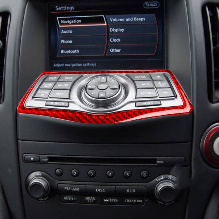 Car Carbon Fiber Multimedia Navigation Button Panel Decorative Sticker for Nissan 370Z / Z34 2009...
