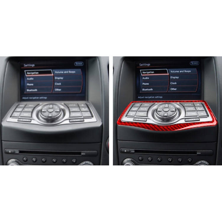 Car Carbon Fiber Multimedia Navigation Button Panel Decorative Sticker for Nissan 370Z / Z34 2009...