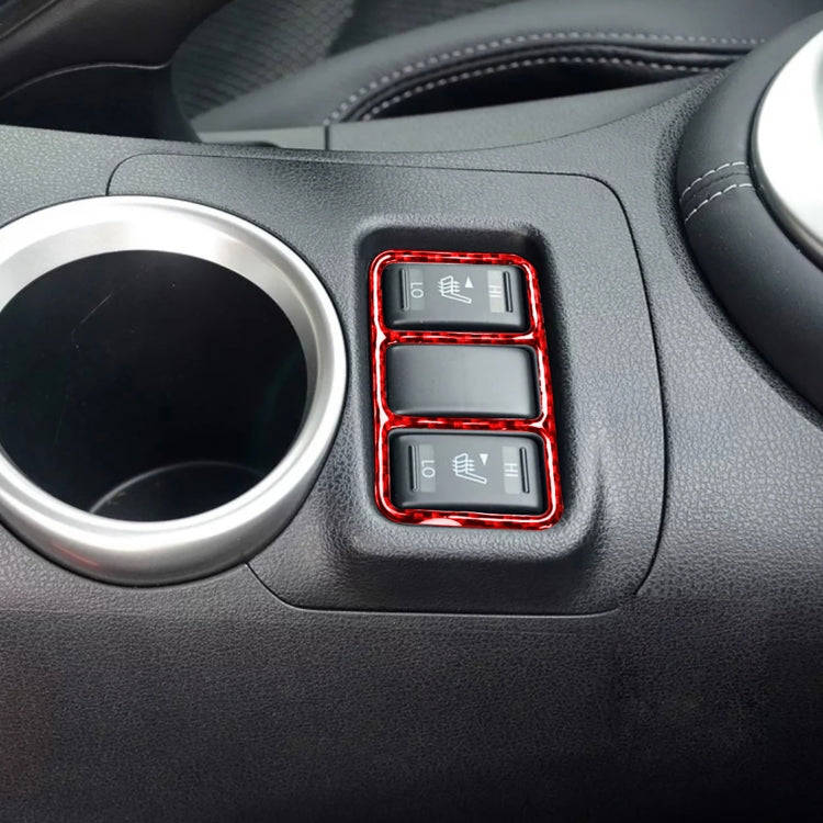 Car Carbon Fiber Central Control Heating Button Frame Decorative Sticker for Nissan 370Z / Z34 20...