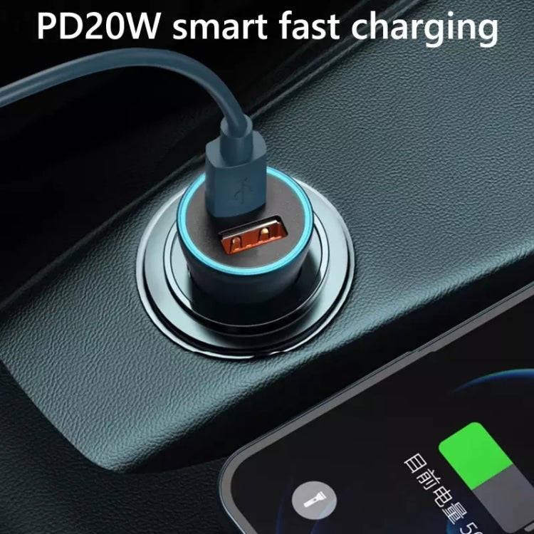 PD 20W Aluminum Alloy Dual Interface Car Fast Charger (Red)