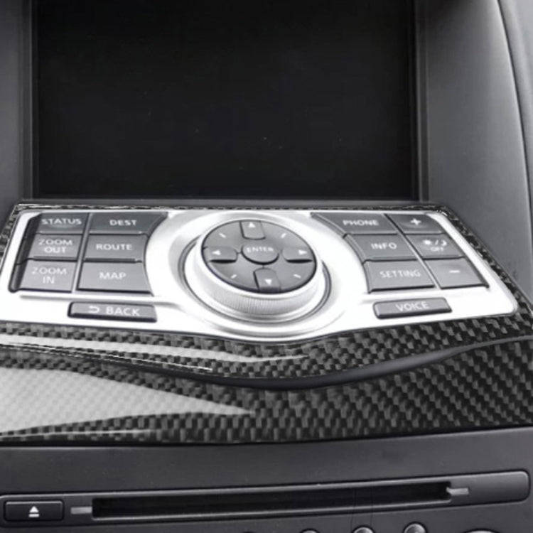2 in 1 Car Carbon Fiber Multimedia Navigation Buttons Frame Decorative Sticker for Nissan 370Z Z3...