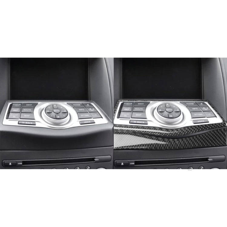 2 in 1 Car Carbon Fiber Multimedia Navigation Buttons Frame Decorative Sticker for Nissan 370Z Z3...