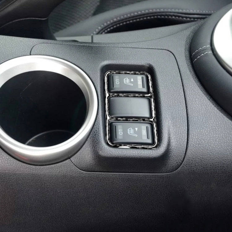 Car Carbon Fiber Central Control Heating Button Frame Decorative Sticker for Nissan 370Z Z34 2009...