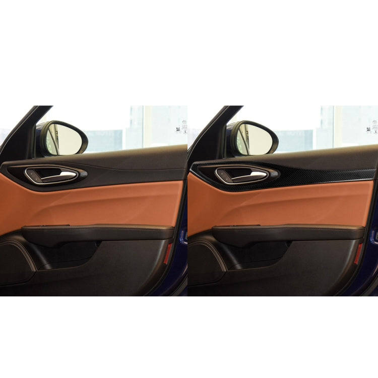 4 in 1 Car Carbon Fiber Door Decorative Sticker for Alfa Romeo Giulia 2017-2019, Left and Right D...