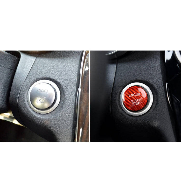 Car Carbon Fiber Red One-click Start Button Decorative Sticker for Mercedes-Benz Left and Right D...