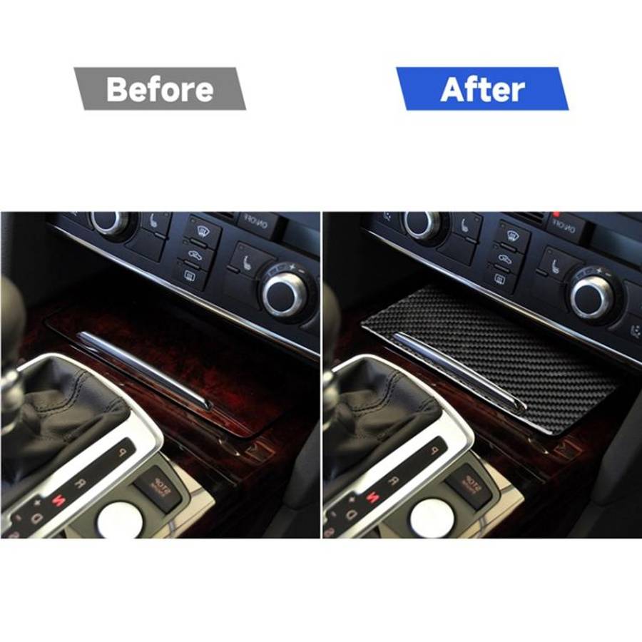 Car Carbon Fiber Storage Cover Decorative Sticker for Audi A6 2005-2011, Right Drive