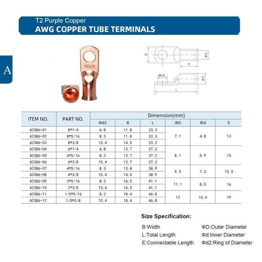 Car Battery Cable Hammer Crimper Hammer Lug Crimper Tool Pliers with T2 Copper 4 x 5/16 Heavy-dut...