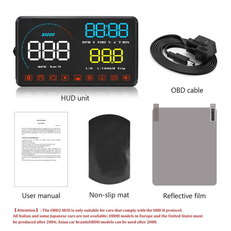 A9 5.5 inch Universal Car OBD2 HUD Vehicle-mounted Head Up Display (Blue)