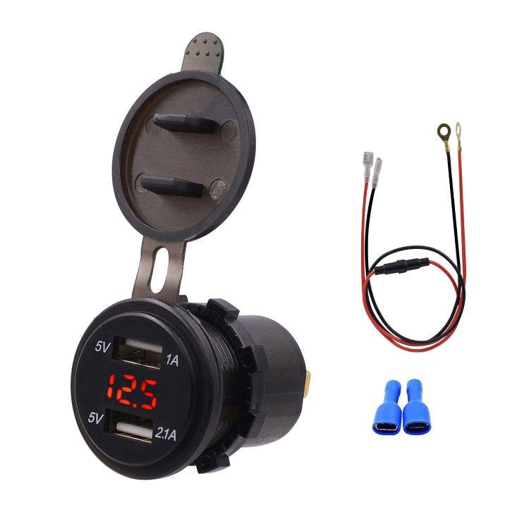 Universal Car Dual Port USB Charger Power Outlet Adapter 3.1A 5V IP66 with LED Digital Voltmeter ...