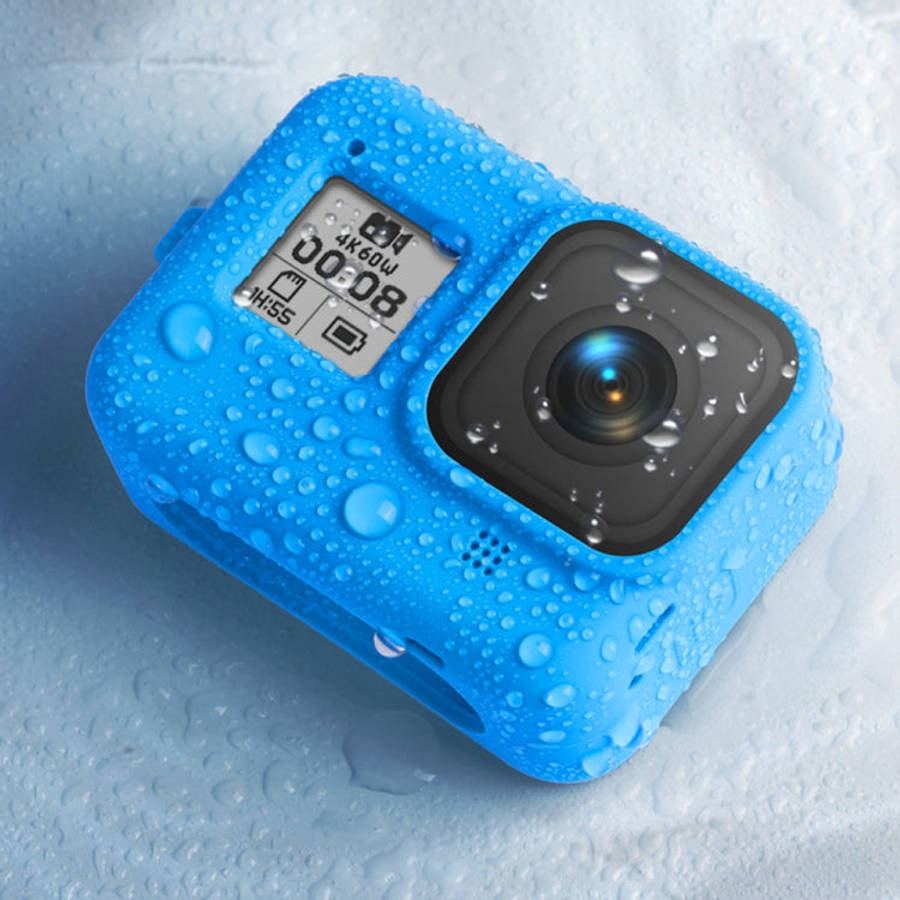 Silicone Protective Case Cover with Wrist Strap for GoPro HERO8 Black(Blue)