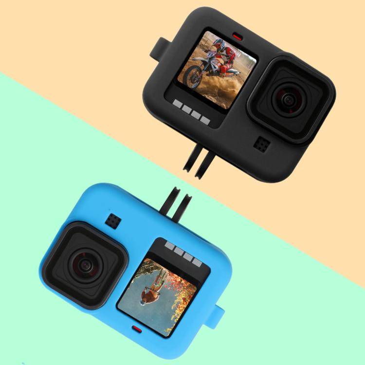 For GoPro HERO10 Black / HERO9 Black Silicone Protective Case Cover with Wrist Strap & Lens Cover...