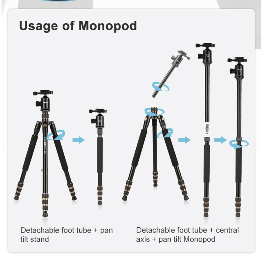 TRIOPO 554 Adjustable Portable  Aluminum Alloy Tripod with D-2A Ball Head for SLR Camera