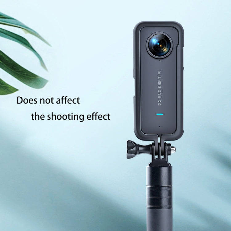PC Plastic Protective Frame Mount Cage with Tripod Base Adapter for Insta360 One X2(Black)