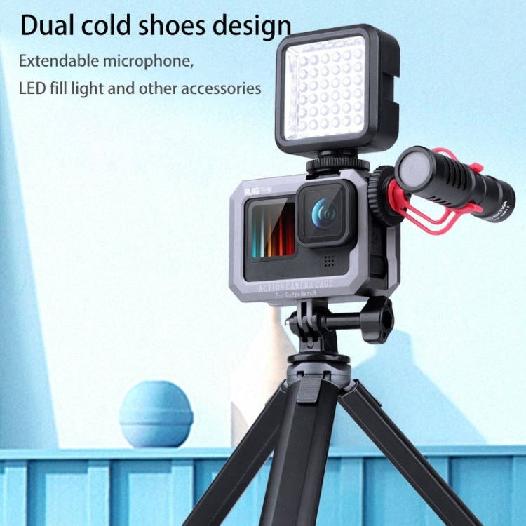 RUIGPRO for GoPro HERO10 Black / HERO9 Black Metal Border Frame Mount Protective Cage with Dual C...