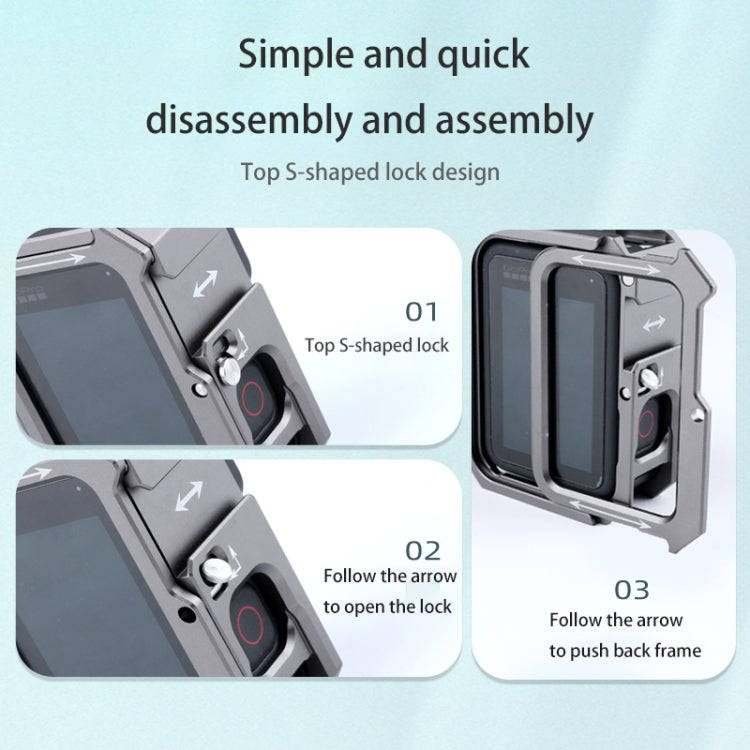 RUIGPRO for GoPro HERO10 Black / HERO9 Black Metal Border Frame Mount Protective Cage with Dual C...