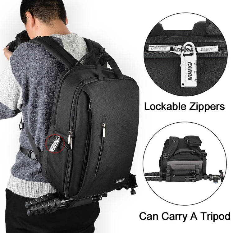 CADeN L5 III Multi-function Digital Camera Dual Shoulders Bag Backpack (Black)