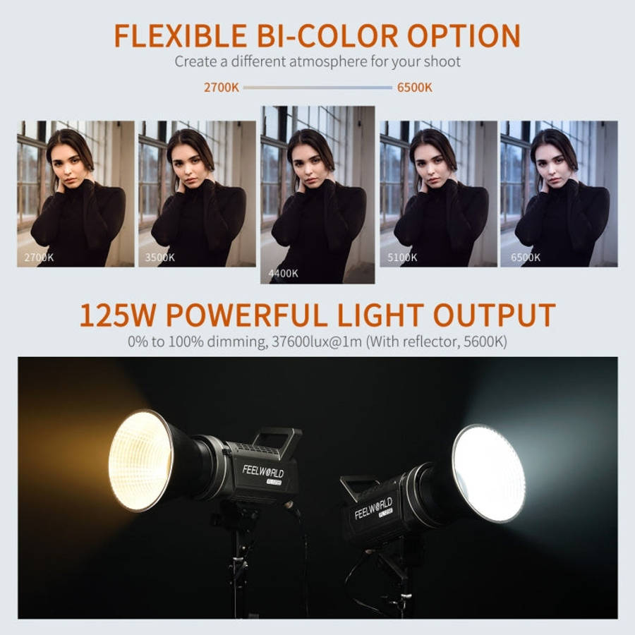 FEELWORLD FL125B 125W Bi-color Point Source Video Light, Bluetooth APP Control(AU Plug)