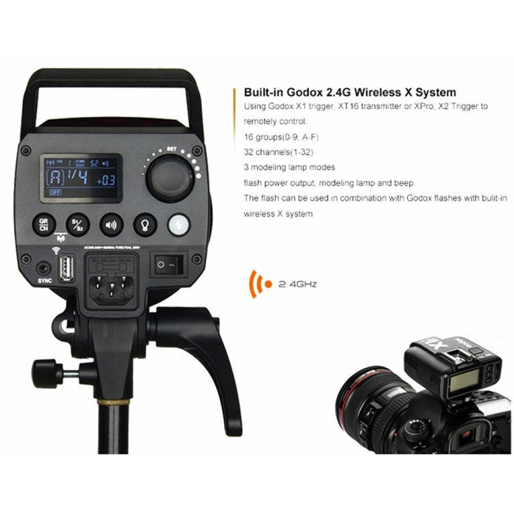 Godox MS300 Studio Flash Light 300Ws Bowens Mount Studio Speedlight (US Plug)