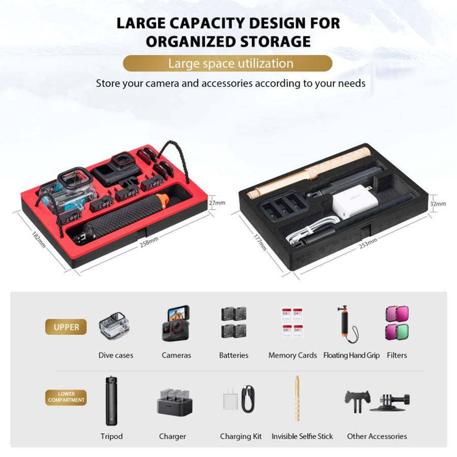 For Insta360 Ace / Ace Pro STARTRC Waterproof Dual-layer Suitcase Storage Box (Black)