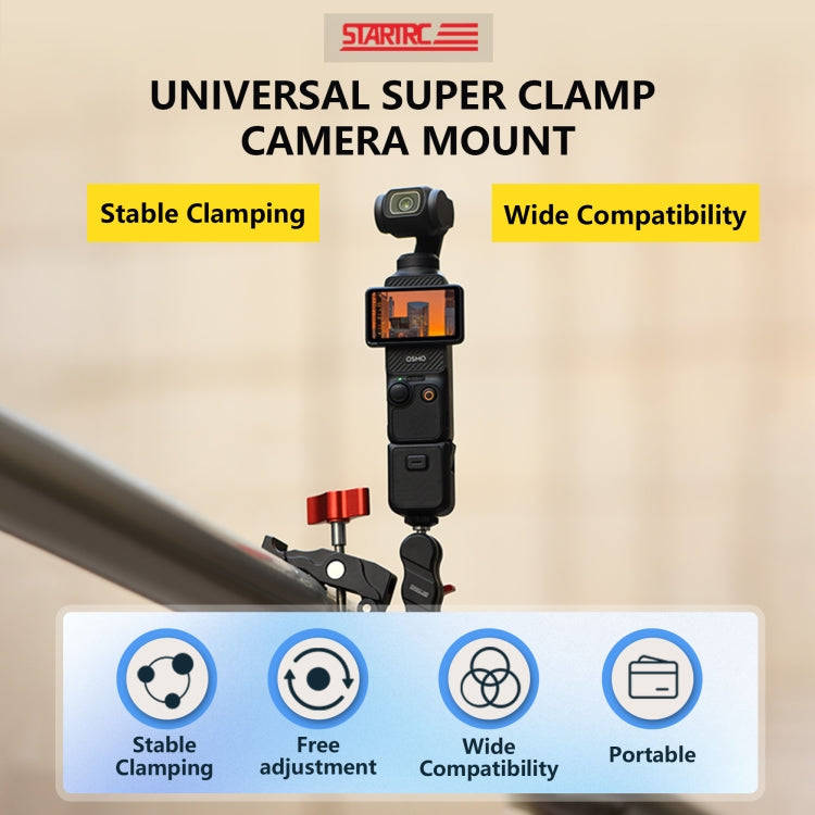 STARTRC Action Camera Universal Strong Clamp Mount (Black)