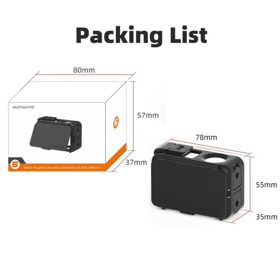 For DJI Osmo Action 5 Pro / 4 / 3 Sunnylife Protective Case Frame Mount Adapter Sun Hood Housing ...