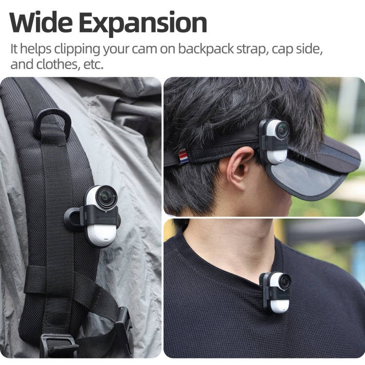 For Insta360 GO3 / GO 3S Sunnylife 360 Degree Rotation Backpack Clip Action Camera Clamp Mount (B...