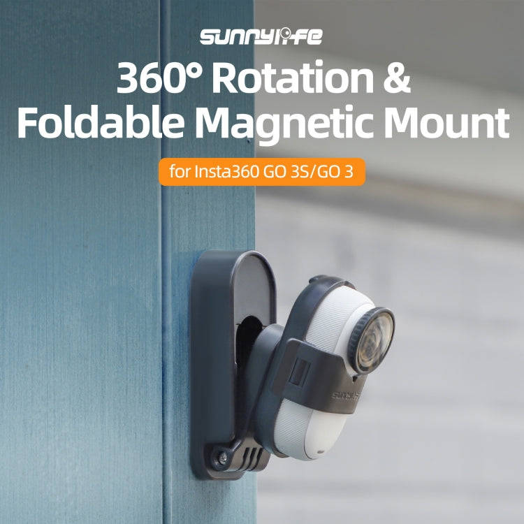 For Insta360 GO3 / GO 3S Sunnylife 360 Rotation Foldable Magnetic Mount (Black)